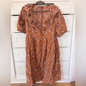 Floral Ruffle Dress in Orange